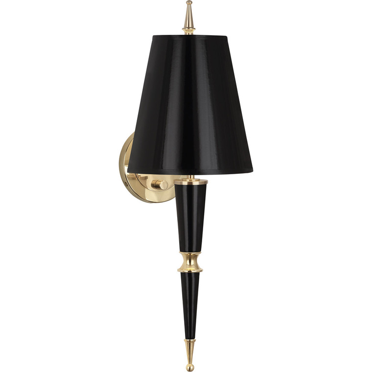 Robert Abbey Jonathan Adler Versailles Wall Sconce in Black Lacquered Paint with Modern Brass Accents B903