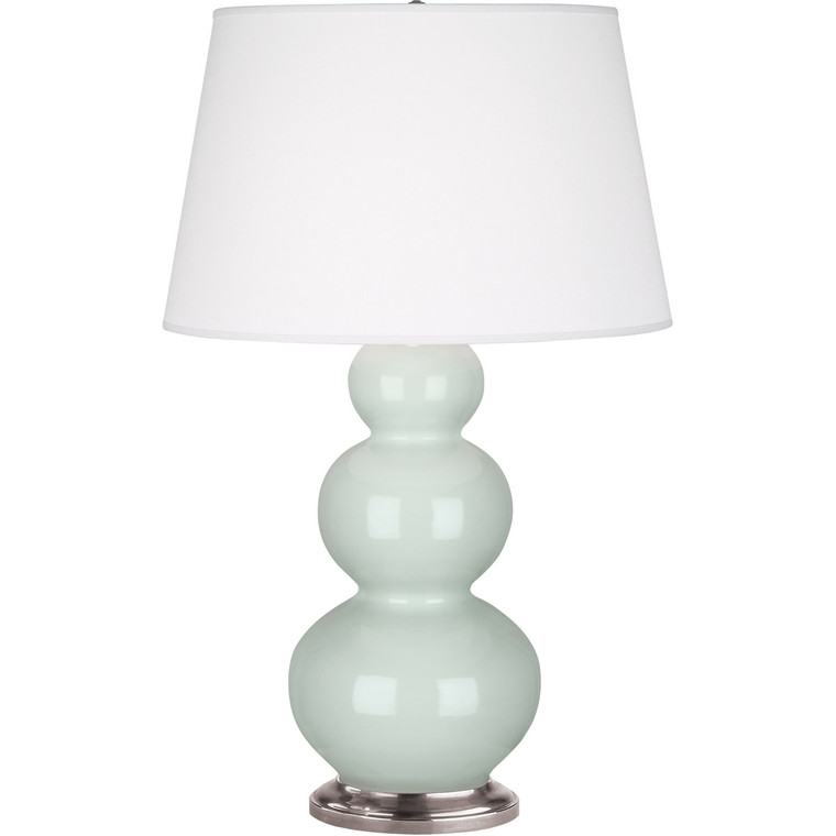 Robert Abbey Celadon Triple Gourd Table Lamp in Celadon Glazed Ceramic with Antique Silver Finished Accents 371X