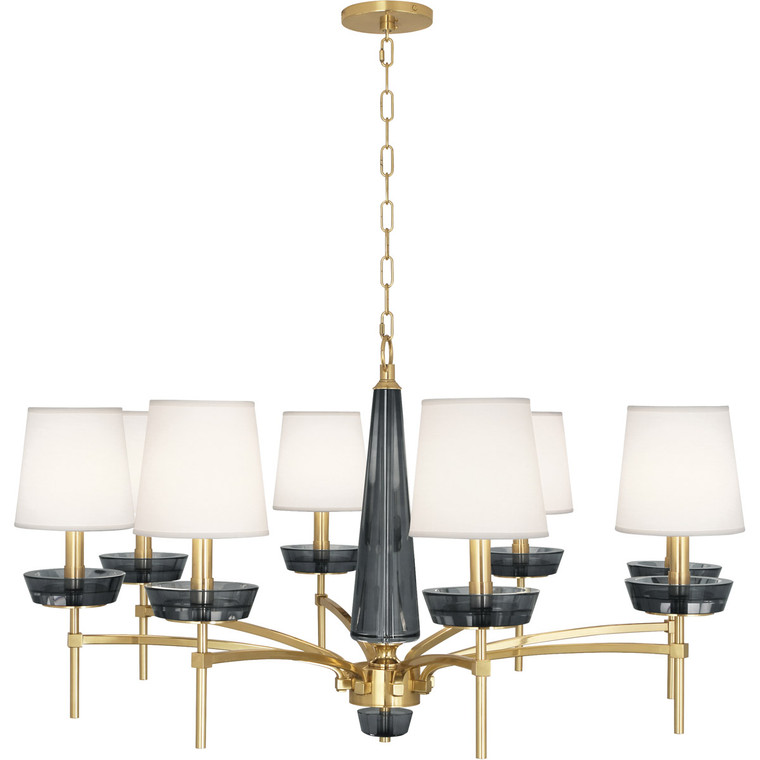 Robert Abbey Cristallo Chandelier in Modern Brass Finish w/ Smoke Crystal Accents 625