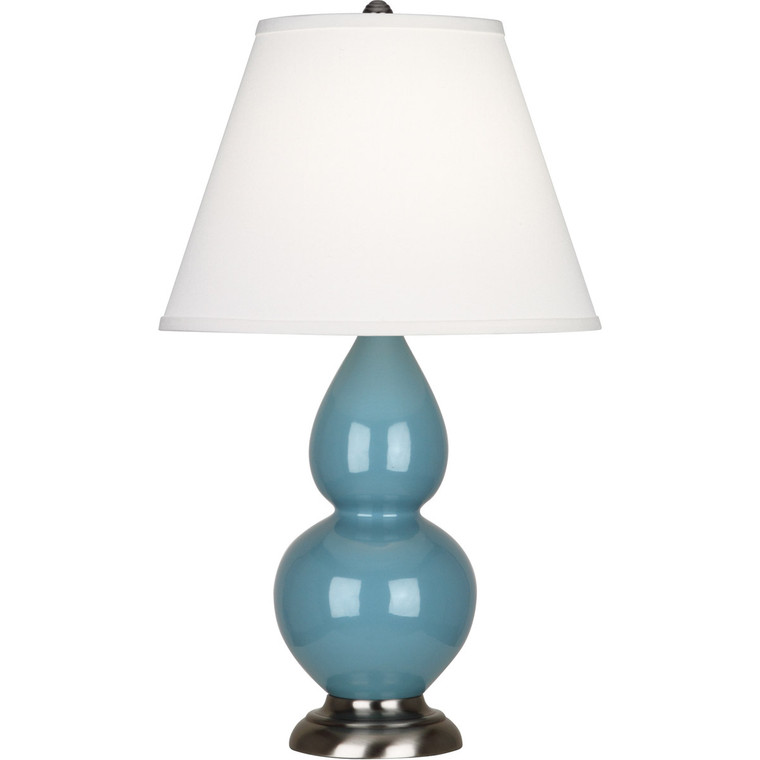 Robert Abbey Steel Blue Small Double Gourd Accent Lamp in Steel Blue Glazed Ceramic with Antique Silver Finished Accents OB12X