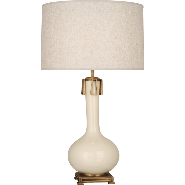 Robert Abbey Bone Athena Table Lamp in Bone Glazed Ceramic with Aged Brass Accents BN992