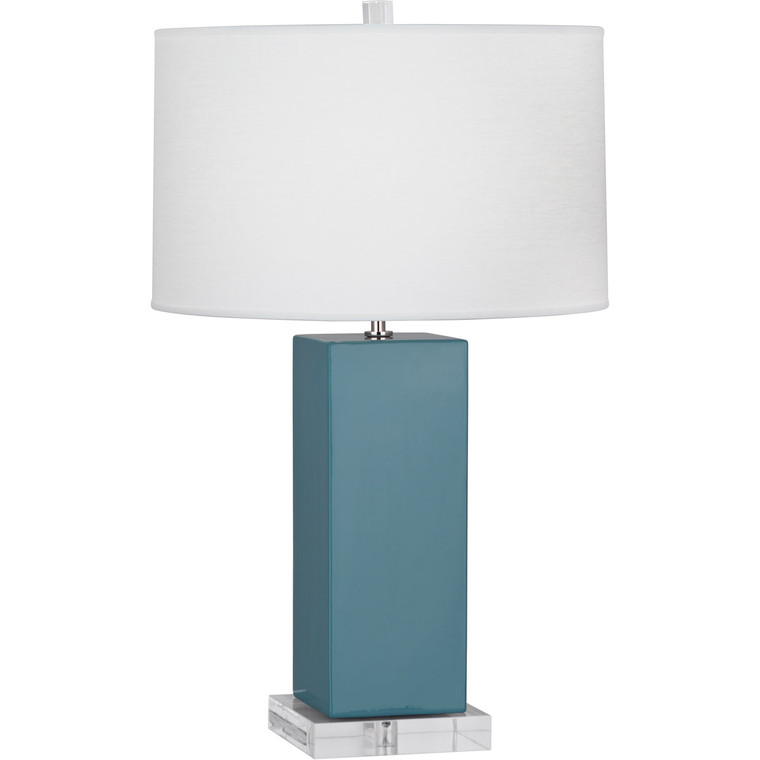 Robert Abbey Steel Blue Harvey Table Lamp in Steel Blue Glazed Ceramic OB995