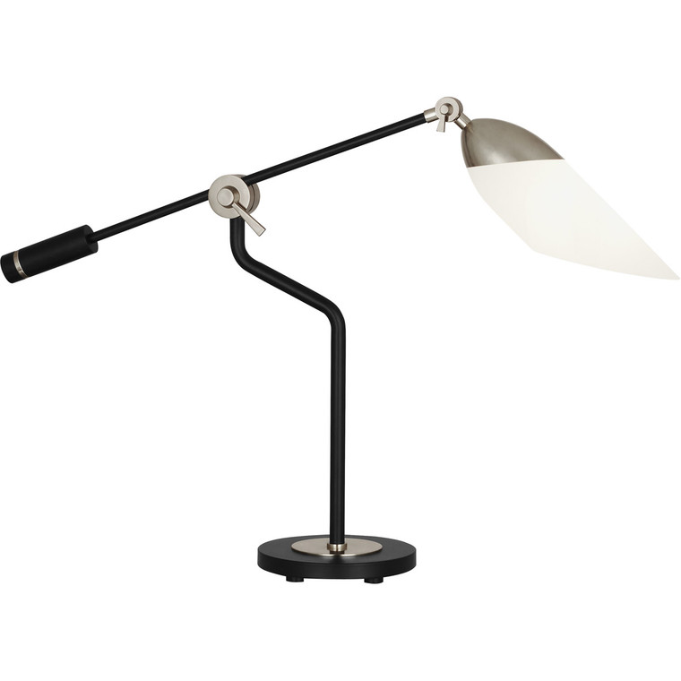 Robert Abbey Ferdinand Table Lamp in Matte Black Painted Finish w/ Polished Nickel Accents S1210