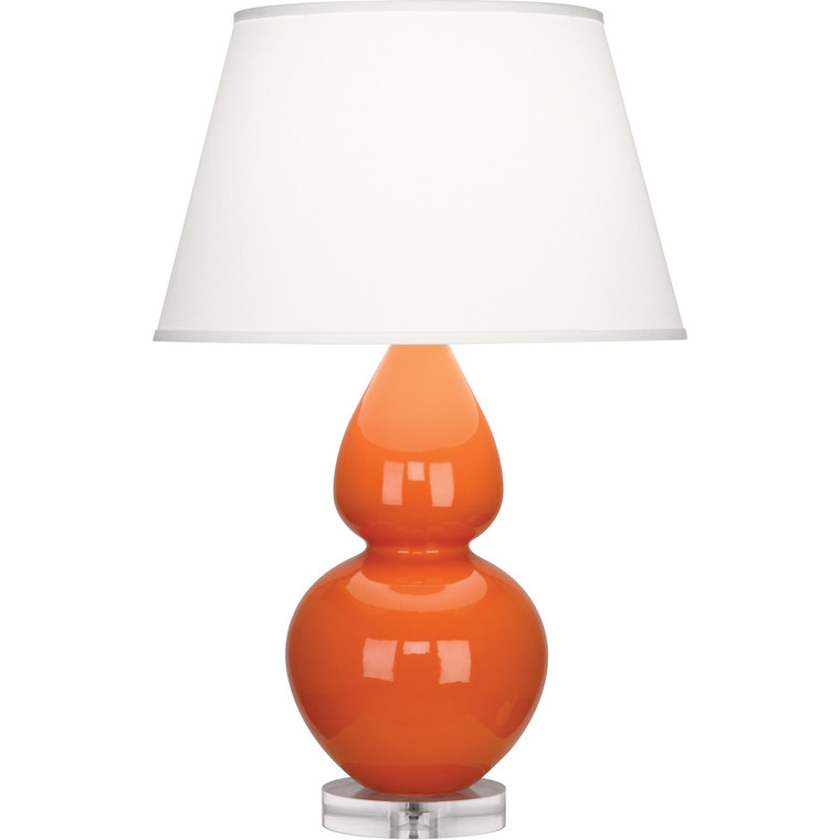Robert Abbey Pumpkin Double Gourd Table Lamp in Pumpkin Glazed Ceramic with Lucite Base A675X