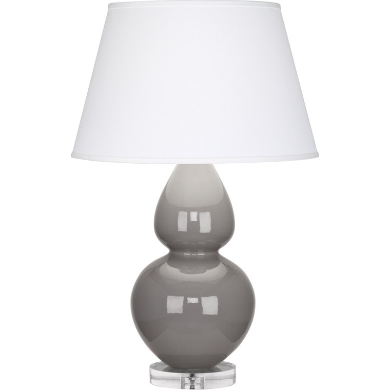 Robert Abbey Smokey Taupe Double Gourd Table Lamp in Smoky Taupe Glazed Ceramic with Lucite Base A750X