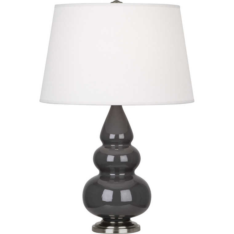 Robert Abbey Ash Small Triple Gourd Accent Lamp in Ash Glazed Ceramic with Antique Silver Finished Accents CR32X