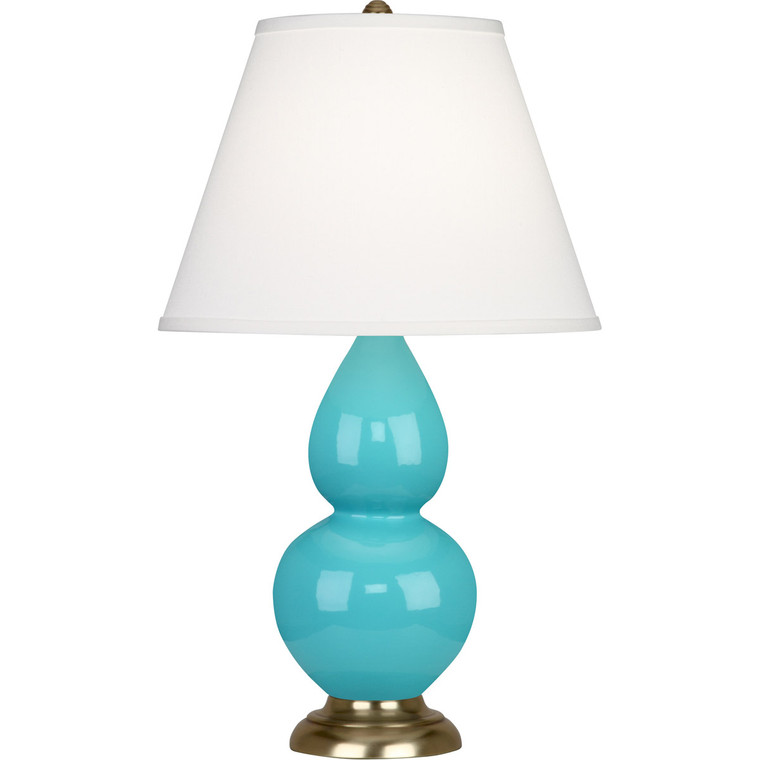 Robert Abbey Egg Blue Double Gourd Table Lamp in Egg Blue Glazed Ceramic with Antique Silver Finished Accents 1741X