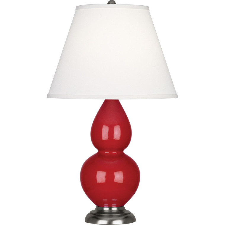 Robert Abbey Ruby Red Small Double Gourd Accent Lamp in Ruby Red Glazed Ceramic with Antique Silver Finished Accents RR12X