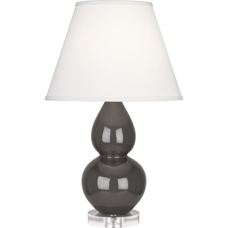 Robert Abbey Ash Small Double Gourd Accent Lamp in Ash Glazed Ceramic with Lucite Base CR13X