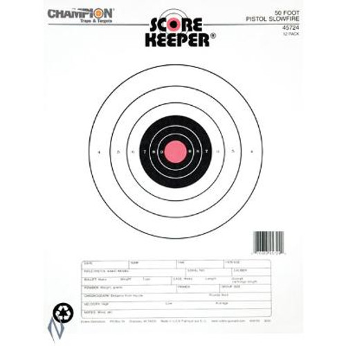 CHAMPION TARGET 50FT PISTOL SLOW FIRE O/B 12 P ACK - SKU: CH45724