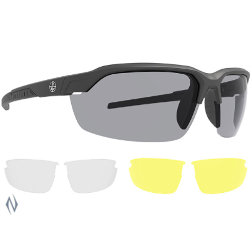 LEUPOLD SUNGLASSES TRACER MATTE BLACK SHADOW GREY INC YELLOW & CLEAR LENSES - SKU: LE179089