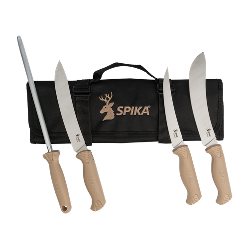 SPIKA FIELDCRAFT CERVITAUR 4 PIECE KNIFE ROLL- SANDSTONE- SKU: KRFC-KR01N