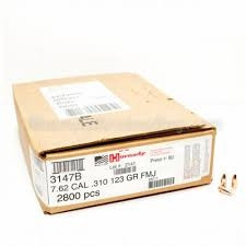 HORNADY - 7.62 CAL 310 123 GR FMJ - SKU: H3147B