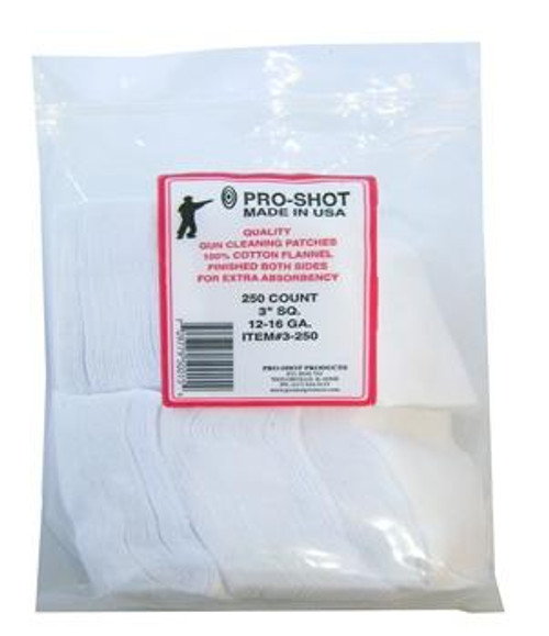 Proshot 38-45cal/20-410ga Square Patches 250 Pack - SKU: 21/4-250