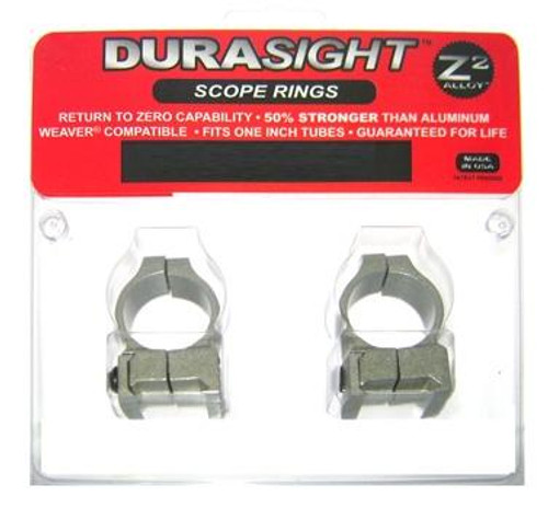 Durasight Z-2 Alloy Vertical Split Weaver Style Scope Rings - High Silver - SKU: DS302S