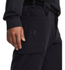 Detail of Under Armour Alpha Cargo Pants cargo pocket flap with hook-&-loop closure and badge clip on front belt loop | Dark Navy