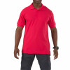 Front view of 5.11 SS Utility Polo tactical polo shirt with dual sleeve pen pockets. | Range Red