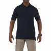 Front view of 5.11 SS Utility Polo tactical polo shirt with dual sleeve pen pockets. | Dark Navy