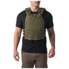 5.11 TacTec® Plate Carrier front view in ranger green tactical ballistic carrier with laser-cut MOLLE platform. 