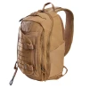Vertx Siege 15L Sling Pack VTX5306 coyote brown full exterior three-quarter front view showing MOLLE webbing panel, sling strap, and side zip pocket
