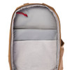 Vertx Siege 15L Sling Pack VTX5306 coyote brown interior close-up showing gray-lined tablet sleeve pocket with red zipper pull at top of main compartment