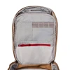 Vertx Siege 15L Sling Pack VTX5306 coyote brown front panel interior open showing gray-lined organization panel with Velcro patch field and red zipper pull on zip pocket