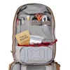 Vertx Siege 15L Sling Pack VTX5306 coyote brown front panel interior loaded with pens, scissors, Field Notes notebook, and small gear showing elastic slot and pocket organization
