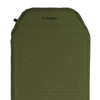 Snugpak Basecamp Ops Self Inflating Maxi Mat olive close-up of upper half showing Snugpak logo, honeycomb embossed top surface texture, and black blow and lock valve at top left corner
