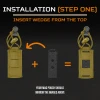 KORE Essentials Swinger Mount installation step one graphic showing wedge inserted from top into mag pouch
