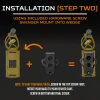 KORE Essentials Swinger Mount installation step two graphic showing mounting screw securing swinger mount into wedge
