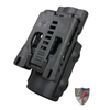 Close-up of the Zero9 case's rotating paddle clip attachment on a white background