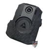 Axon body camera secured in the Zero9 case, angled top-down view on a white background