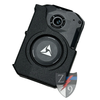 Axon body camera secured in the Zero9 case, angled front view on a white background