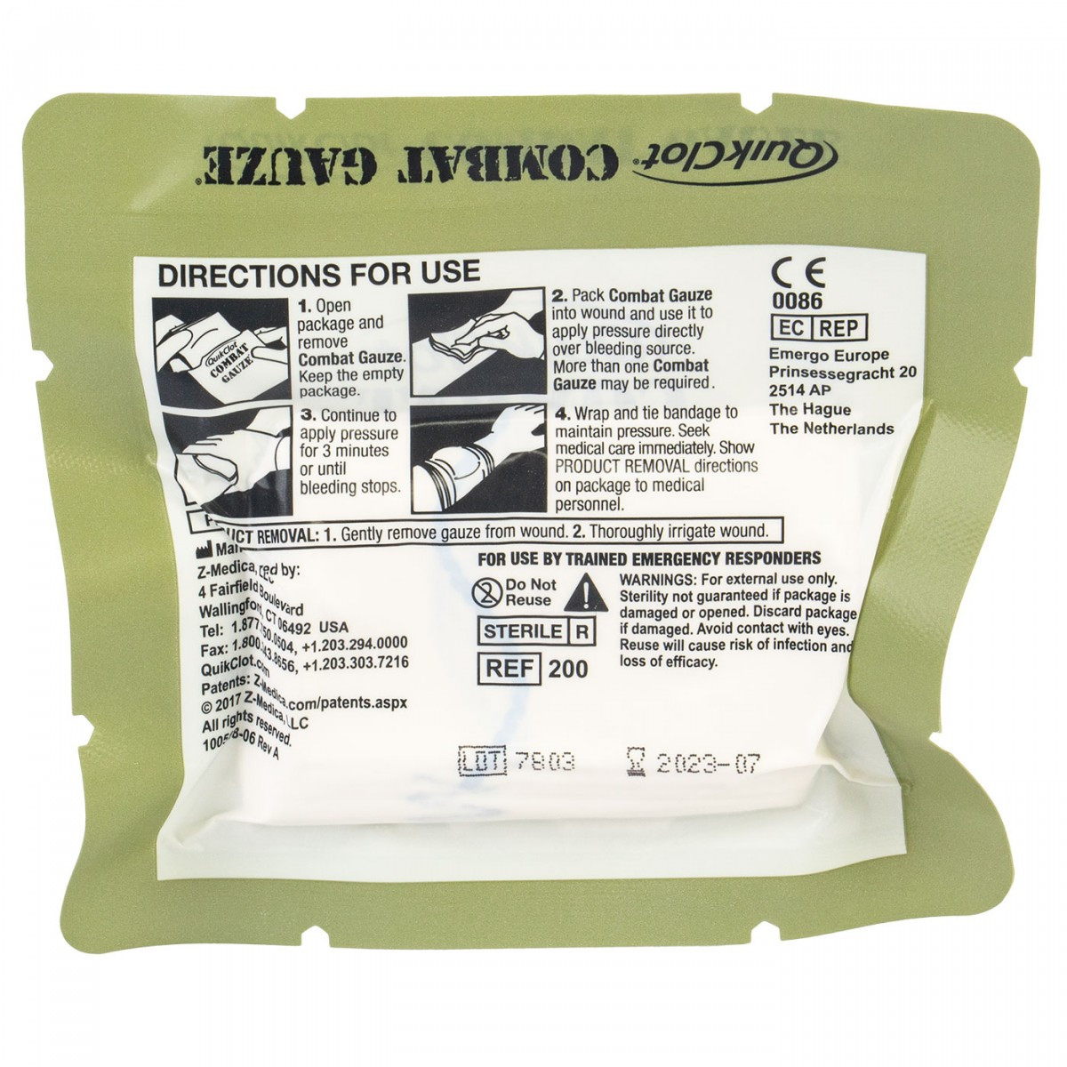 QuikClot Hemostatic Z-Fold Combat Gauze