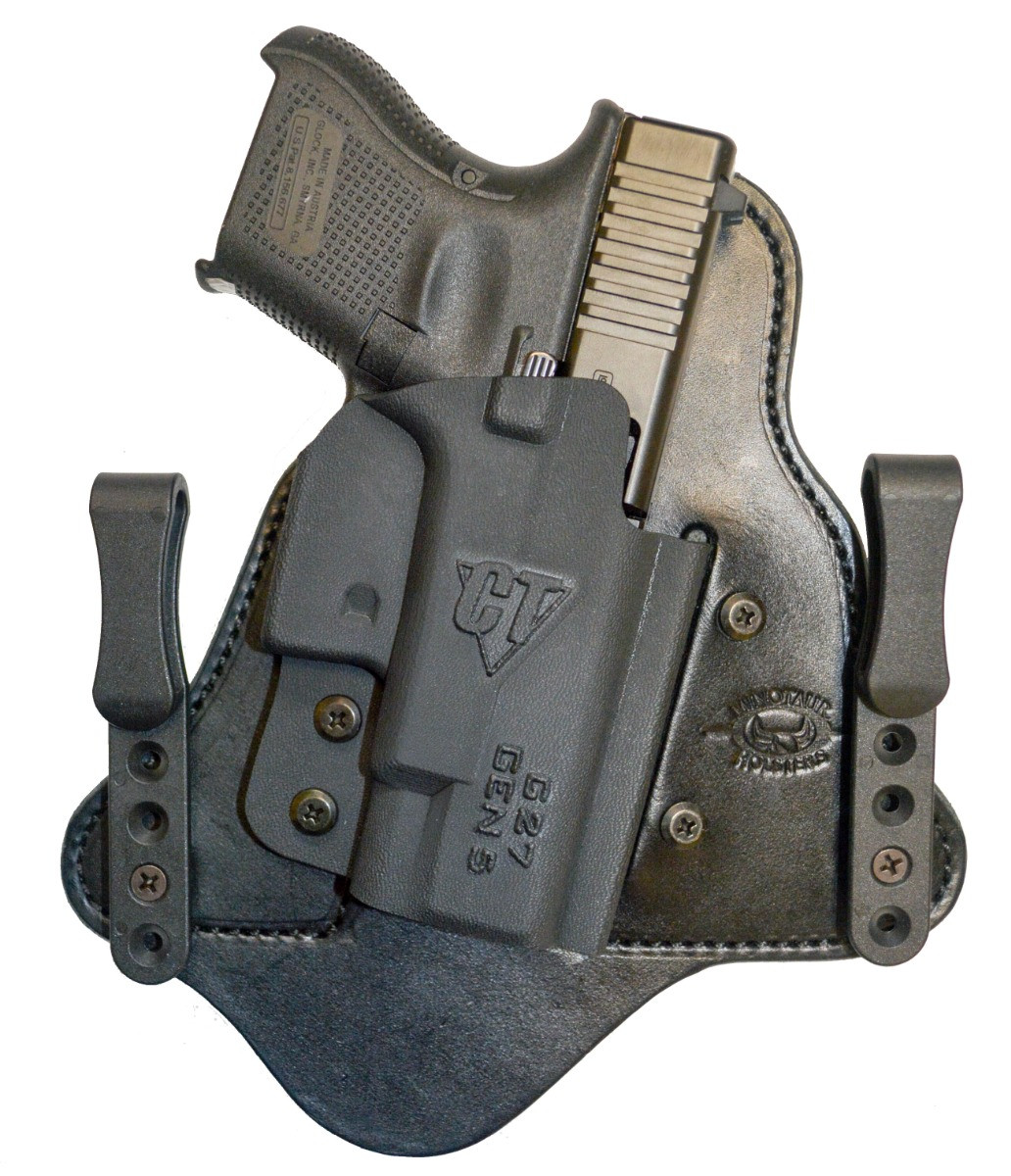 Kosibate Leather IWB Ambidextrous Concealed Carry Holster For Glock 17, 19, 26, 43X, 48 & More (9mm)