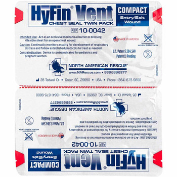 North American Rescue HyFin Vent Compact Chest Seal Twin Pack Front