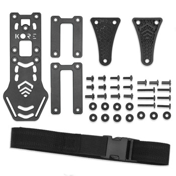 KORE Holster Mount — lightweight anodized 6061‑T6 aluminum platform with leg strap, compatible with 1.75″ and 2.25″ belts for tactical carry. KORE Holster Mount — lightweight anodized 6061‑T6 aluminum platform with leg strap, compatible with 1.75″ and 2.25″ belts for tactical carry.