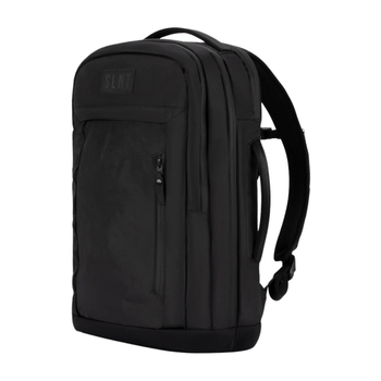 SLNT E3 Faraday Backpack side profile highlighting ergonomic straps, padded grab handles and durable recycled sailcloth material.
