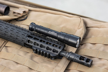 SureFire M640DFT-PRO Turbo Scout Light Pro mounted to a tactical rifle handguard with Picatinny rail attachment