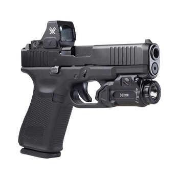 SureFire XC3-A compact handgun light left side profile view showing 2.6-inch aerospace aluminum body