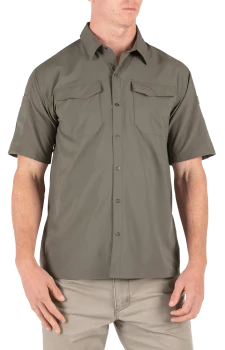 5.11 Tactical Freedom Flex Short Sleeve Shirt - Ranger Green - Front View