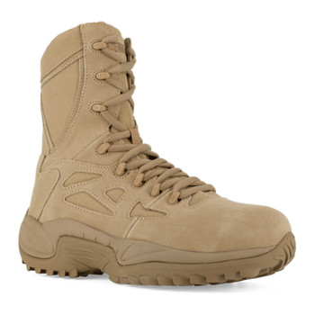 Reebok Rapid Response RB8894 Desert Tan front angle view showing lace up front and 8 inch shaft