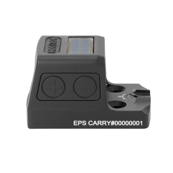 Holosun EPS Carry black front left angle view showing solar panel and mounting footprint