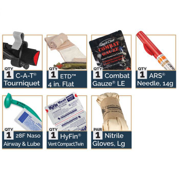 Advanced kit with Quikclot Combat Gauze and ARS14 Decompression Needle