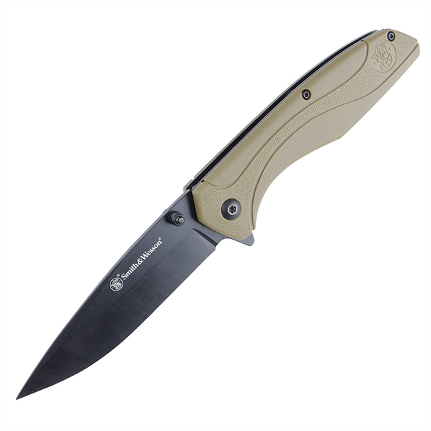 Smith & Wesson Folding Knife - 3.5" Drop Point (Black Oxide, FDE Nylon)