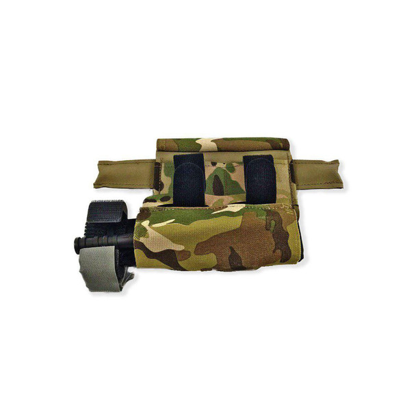 Tourniquet hammock accessory installed below trauma kit pouch for easy-access medical gear