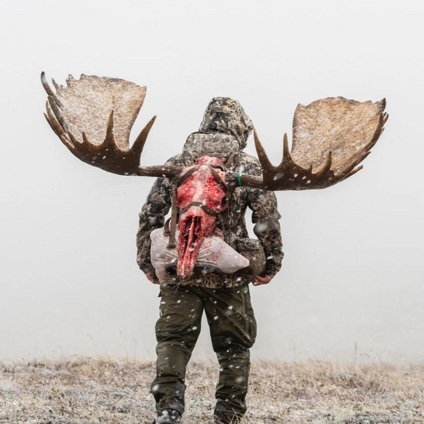 Mainframe in use during a backcountry hunt, carrying meat and gear efficiently.