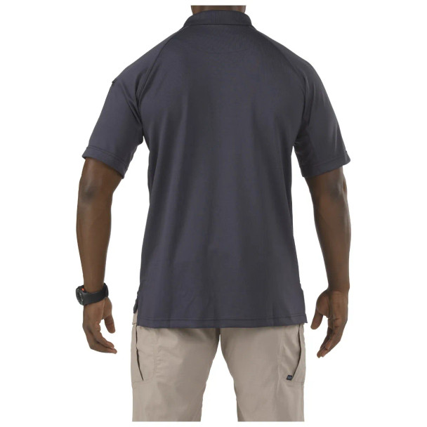 Back view of 5.11 Performance Short Sleeve Polo demonstrating a professional appearance | Charcoal