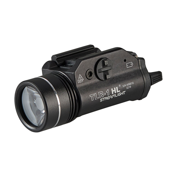 Streamlight TLR‑1 HL tactical handgun light front view showing rail mount and 1000 lumen LED head
