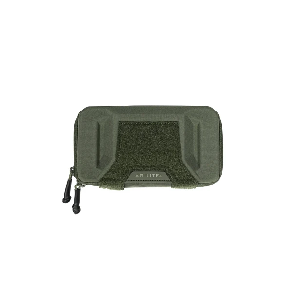 Agilite Battleshell 8019RNG1SZ Ranger Green universal smartphone pouch front view showing thermoformed corners and zipper pulls